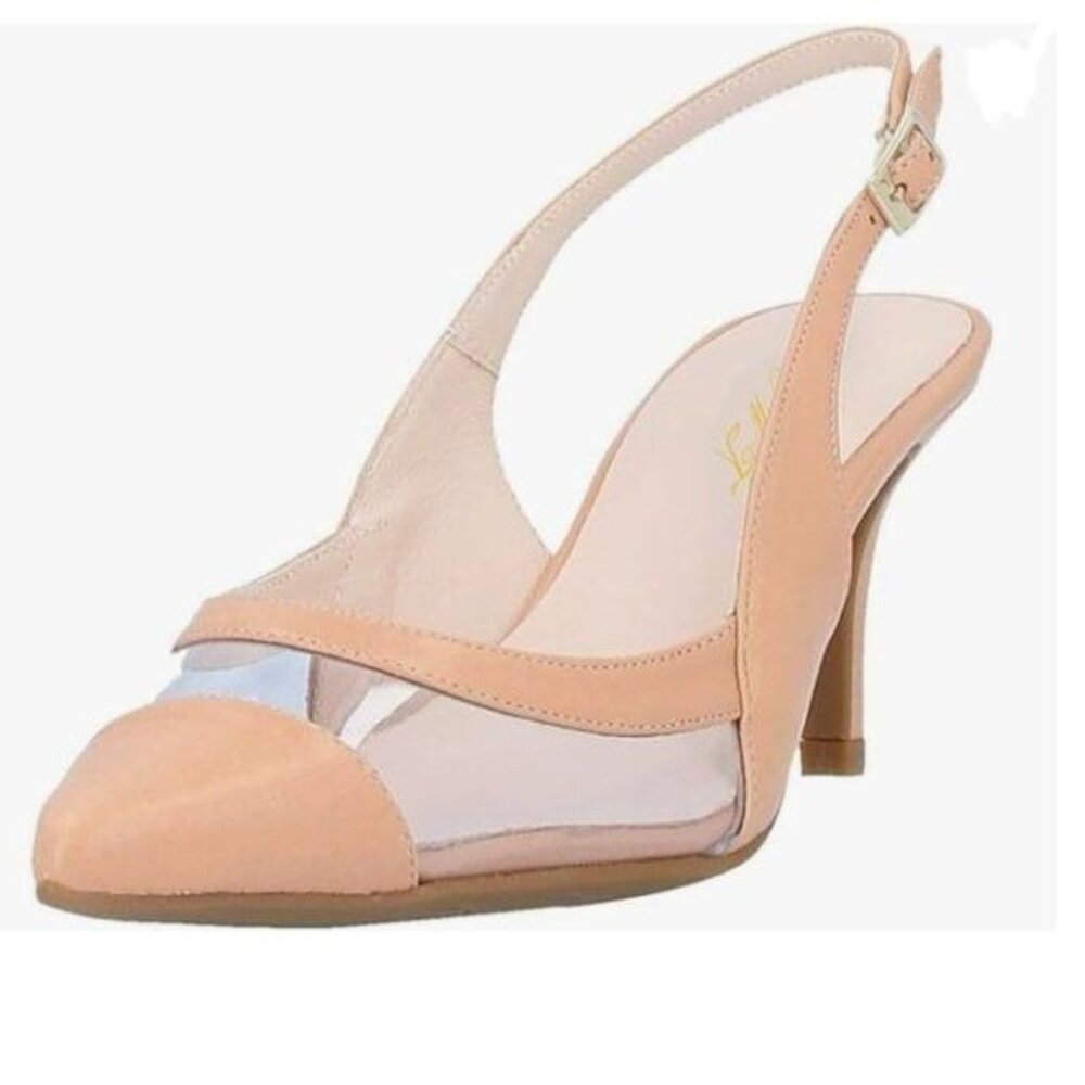FOWT Nude Pointy Toe Slingbacks Clear High Stiletto Heel Pumps Dress Office Shoe